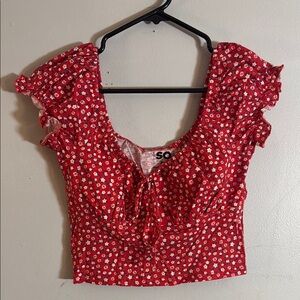 SO Red Floral Crop Top